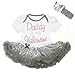 Rhinestone Daddy's Valentine White Bodysuit Gray Sequin Baby Dress Nb-18m (0-3month)