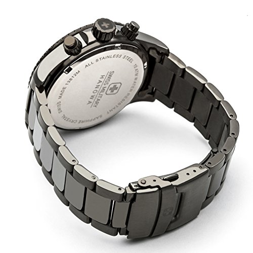 Swiss Military Men's Quartz Watch with Blue Dial Chronograph Display and Grey Stainless Steel Plated Bracelet 6-5226.30.003