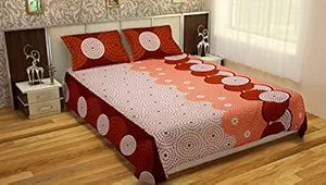 MAFATLAL Cotton King Size Double Bedsheet with 2 Pillow Covers - King, Brown