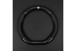 AIYING Pelle, Coprivolante per Auto, Logo Stampato in 3D, Copertura Speciale Impugnatura per Auto, Traspirante, Accessori Interni Antiscivolo, Per Alfa Romeo Giulia Stelvio Giulietta 147 166,bla-ck-A