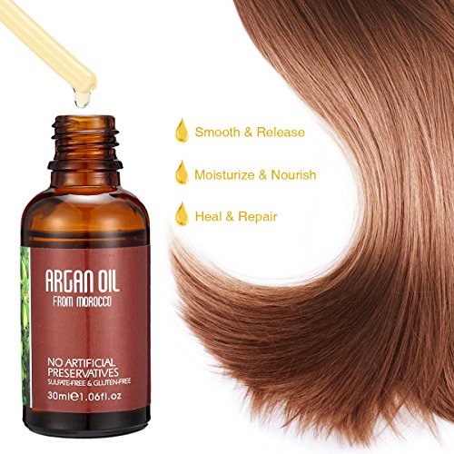 Bio Ätherisches Arganöl Morocco-Öl Haarpflege Haarkur Essenz aus Arganbaum|Intensive Pflege für Trockenes Strapaziertes Kaputtes Sprödes Stumpfes Haar|Glatt Glanz Genährt Heilung Moisturized Revitalisierung Duftend für Alle Haartypen - 4