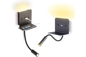 B·LED BARCELONA LED Applique murale LED en aluminium noir pour lecture (Noir USB)