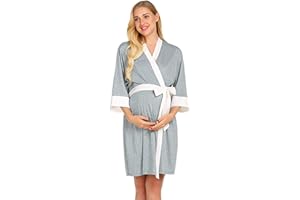 Generico Vestaglia Parto Ospedale Premaman e Allattamento | Abbigliamento maternità Post Parto, Accappatoio Donna da Notte in Cotone con Cintura