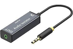 eppfun AV100A Ground Loop Noise Isolator, Isolatore di Rumore ad Anello di Massa per Impianto Audio/Auto/Impianto Stereo Domestico con 3.5mm AUX Jack