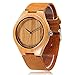 Produktbild cucol Bambus Holz Uhren für Männer Casual Braun Rindsleder Lederband Japanisches Quarz-Uhrwerk Outdoor Freizeit Uhren