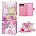 Price comparison product image J5 2016 Leather Case KASOS Samsung Galaxy J5 2016 Cover Sweet Colour English Letter Printed Matte Leather Flip Wallet Purse Leather Shell Notebook Design[Cash/Card Slots] Change Pouch TPU Inner Bumper [Kicktand Cradle] Magnetic Closure Lock Protective Skin