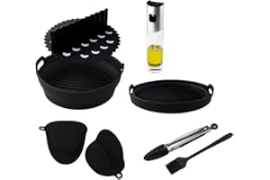 Cecotec Accesorios Freidora sin Aceite Cecofry Silicone Pack Accessories. Freidoras de Aire de 5-6,5 L, Incluye Molde, Separador de Comida, Guantes, Brocha, Pinzas y Botella Dispensadora de Aceite