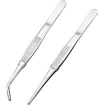Pinzas De Acero Inoxidable 14 Cm - Juego De 2, Punta Recta Dentada Para Uso Médico Y Laboratorio
