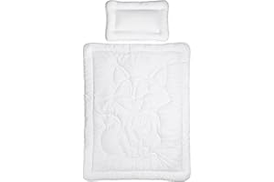 ‎AMINATA BALANCE Aminata Kids Baby Bettdecke & Kissen 100x135 cm Baby-Bett-Decken-Set Kinder-Betten-Set | Allergiker geeignet - ÖkoTex | Stepp-Decke mit Fuchs - Flachkissen Mikrofaser weiß