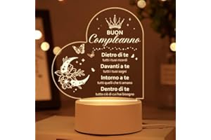 Vetbuosa Regalo Compleanno Donna, Luce Notturna in Acrilico, Regalo Mamma Compleanno, Regalo Amica Compleanno, Idee Regalo Donna Compleanno, Regali Compleanno Ragazza, Regalo per Mamma Compleanno