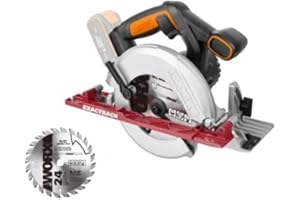 WORX WX530.9 akumulatorowa ręczna piła tarczowa 20 V – profesjonalna piła tarczowa z adapterem odsysającym – idealna również do cięcia ukośnego – kompatybilna z PowerShare – bez akumulatora i