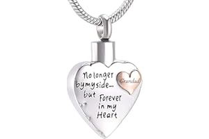 MCJKP No Longer By My Side Forever in My Heart Cremation Jewellery Urn Necklace for Ashes for Mama Ashes Holder Keepsake Pendant Memorial Gifts