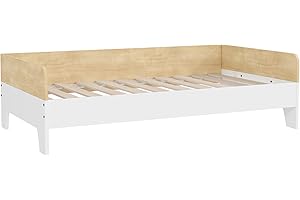 AIYAPLAY Cama para Niños de +3 Años 140x70 cm Cama Infantil de Madera Carga 80 kg para Dormitorio Blanco y Natural