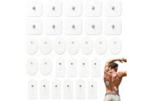 PLUVYZE Set di 30 Elettrodi per Elettrostimolatore, Elettrodi Autoadesivi per Apparecchi Tens Sanitas e Beurer, per elettrodi TENS Sanitas e Beurer, elettrodi TENS con connettore a scatto da 3,5 mm