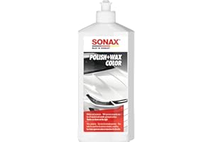 SONAX Polish+Wax Color NanoPro Blanco (500 ml) pulimento de fuerza media con pigmentos de color y componentes de cera | N.° 02960000-820