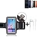 Produktbild K-S-Trade TOP Set für Nokia 5 Dual-SIM Neopren Jogging Armband Sportarmband Oberarmband für Nokia 5 Dual-SIM schwarz mit Reflektor Streifen + Ohrstöpsel. Fitness Lauf Armband