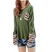 Minetome Women Plaid Checked Long Sleeve Round Neck Loose Shirt Blouse Tops ( Green )