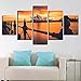 Produktbild hdmfl Leinwand malerei wandkunst Wohnzimmer Dekoration 5 stücke Sydney Opera House Sonnenuntergang mündung Seascape Bild modul HD Druck