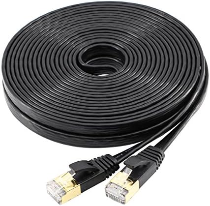 7.5m Cat7 Ethernet Cable Flat,jadaol® Shielded (STP) 25ft Network Cable Cat 7 Flat Ethernet Patch Cable,internet Cable with Snagless Rj45 Connectors- Black