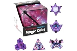 OSCUBE Magic Cube The Shape Shifting Box Magnetic Puzzle Box STEM/STEAM 3D Magnetic Magic Cube Box Fidget Toy Transforms Into Over 70 Shapes Puzzles,Brain-Teaser Magnet Toy (Purple Nebula)