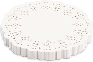 Anseom 200 Pezzi Tovagliette di Carta Rotondi in Pizzo Bianco, 5.5 Pollici Centrini di Carta Merletto, Usa e Getta per Dessert Matrimonio Decorazione