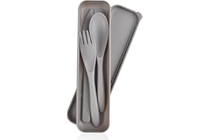 CUNTAUK Juego de cubiertos de viaje con funda, juego de cubiertos portátil de plástico reutilizable, tenedores de plástico, cuchara, vajilla, juego de cubiertos de camping para viajes, picnic, al aire libre,