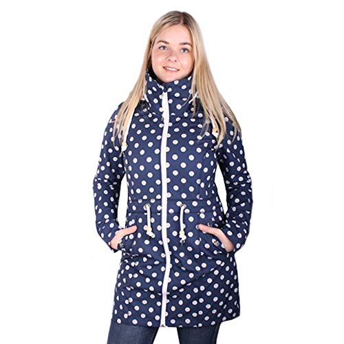 Preisvergleich Produktbild Schmuddelwedda, Damen, Parka, Softshell, Wenn Dat pladdert, Wasser- und Windabweisend, Fleece Innenfutter, Marineblau mit Blümchen, M