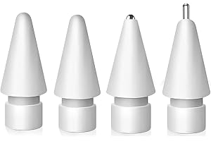 YuanYouTong Replacement Tips for Apple Pencil 2nd Generation/1st Gen/USB C, Upgraded Longer and Fine Point Metal Pen Nibs for Apple Pencil, Wear-Resistant & Precise Control (White, 4 Pack)