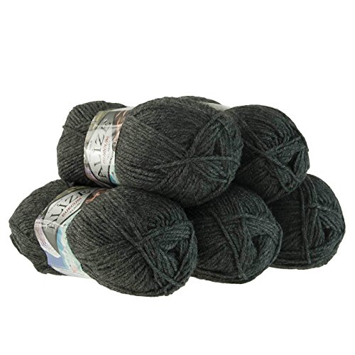 5 x 100g Strickgarn ALIZE BURCUM # 195 anthrazit