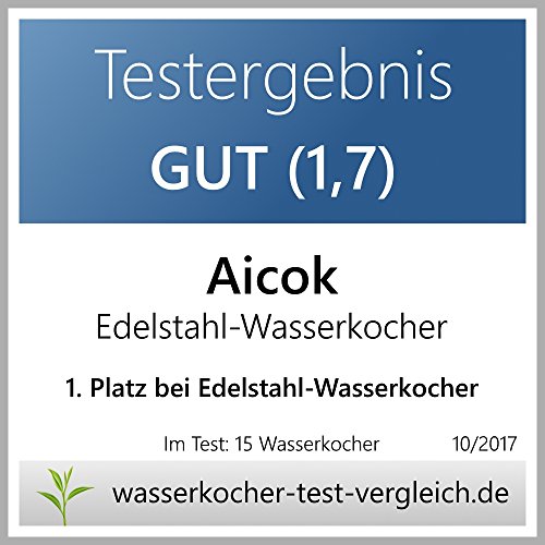 Aicok Edelstahl Wasserkocher mit Temperatureinstellung 40 Grad Baby und 60,70,80,90 und 100 Grad, elektrische Wasserkessel mit Warmhaltefunktion, Kessel mit Automatischer Abschaltung, 2200 Watt, 1,7 Liter, Schwarz - 6