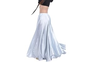 DAIHAN Falda Larga Color Sólido Satén Mujer Falda De Danza De Vientre Profesional Swing Maxi Ropa