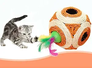 THE DDS STORE Cat Balls Scratcher 6 Holes Sisal Rope Ball Interactive Toy