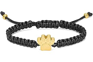 VCCWYQK Pulsera de urna de cenizas cremadas Paw print cuerda tejida ajustable pulsera de mujer keepsake pulsera conmemorativa de perros y gatos para hombres