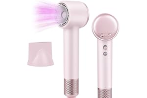 NINEACCY Hair Dryer 200 Million Negative Ionic Hairdryer,3 Speed 4 Heat Setting,110, 000 RPM High Speed Brushless Motor Blow Dryer，with Magnetic Nozzle，51dB Low Noise Travel Hairdryers for Women and Men (Pink)