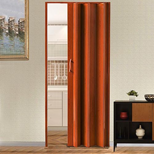 1 x PVC Internal Plastic Folding Door with Magnetic Locks, Thickness: 12mm, Widths Adjustable from 610mm - 860mm (door opening size) (Brown)