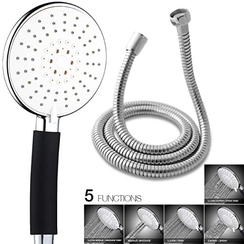 Ekoly N5 Conjunto Ducha de Mano con Tubo Flexible Inoxidable Cromo/Blanco