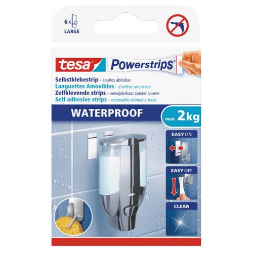 Preisvergleich Produktbild tesa Powerstrips large, waterproof, 6 Stk. -wasserfeste Selbstklebestrip