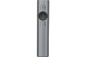 ‎LOGITECH Logitech Spotlight Presenter, Bluetooth und 2.4 GHz Verbindung via USB-Empfänger, Digitaler Laserpointer, 30m Reichweite, Timer, Vibrationsalarm, PC/Mac/Android/iOS - Slate/Grau