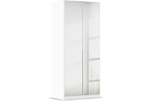 ‎RAUCH MÖBEL Rauch Möbel Alabama, Kleiderschrank für Schlafzimmer, Kinderzimmer, Wohnzimmer, Garderobe, Flur, 2-türig, Spiegel, mit Zubehör Basic, Farbe Weiß, Breite 91 cm