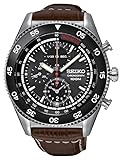 Seiko Herrenuhr Chronograph Quarz mit Lederarmband – SNDG57P2
