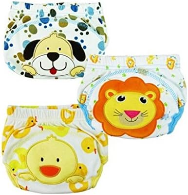 XHtrade 3Pcs Cute Baby Kids Training Pants Potty Toilet Pants Washable Cloth Diaper Nappy Underwear-Boy,M