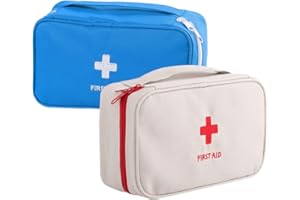 XINGSUI 2 pièces Trousse de Secours, Kit Vide de Premiers Soins, Stockage de médecine Portable, pour Le Camping Secourisme à Ménage (Bleu,Gris)