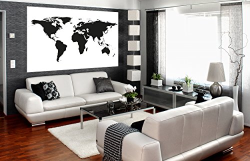 XXL Poster Weltkarte schwarz-weiß Wandbild Dekoration Landkarte Kontinente map of the world Globus Erde Welt Erdkunde| Wandposter Fotoposter Wanddeko Bild Wandgestaltung by GREAT ART (140 x 100 cm) - 8