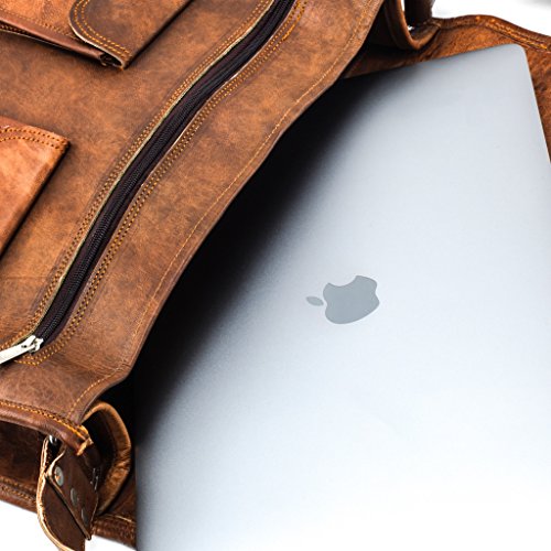 Premium Handarbeit Echt-Leder Kameratasche von A.P. Donovan | Ledertasche Camera Bag Fototasche Fotozubehör Umhängetasche Fotobedarf Schultertasche SLR DSLR Tasche Freizeittasche | Messenger Bags - 2