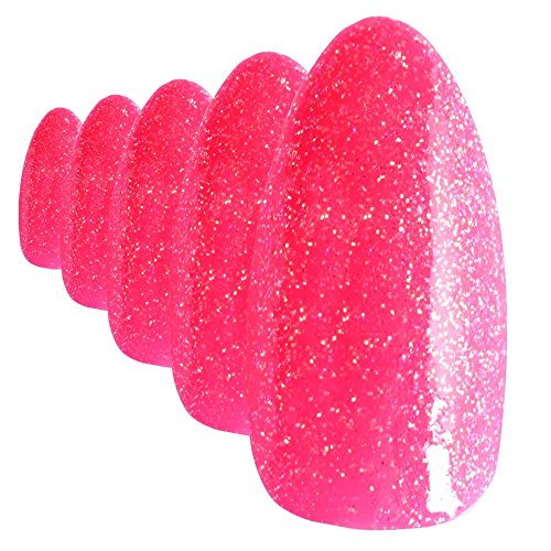 Bling Art Stilett Falsche Nägel Gel Acryl Rosa-Gel Glitter Mittel Tipps UK - 2