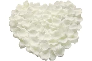 RMEET Pétalos de Rosa de Seda,1000 Pack Pétalos de Flores Decoración Romántica Artificiales para Boda Dispersión Mesa de Confeti del San Valentín 5 * 5cm Blanco