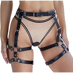 Bijou Corps Rock Harnais Punk Corps KOEMCY - Ceinture Cuir Noir Chaînes Réglables - Style Gothique Pour Femmes Bijoux Corporels Femme