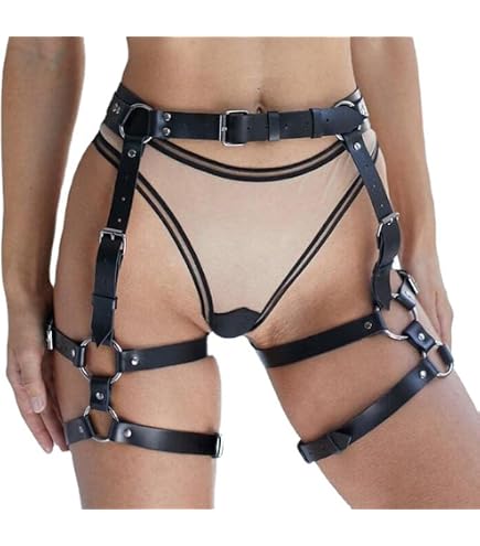 Giarrettiera Donna In Pelle Ecologica: Cintura Vita E Gamba Regolabile, Stile Gotico. - Foto 3