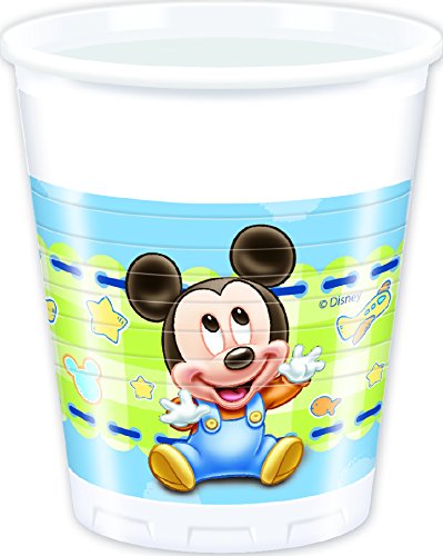 48-tlg. Partyset Mickey Baby 1. Geburtstag hellblau – für 8 Personen – Partygeschirr und Zubehör - 4