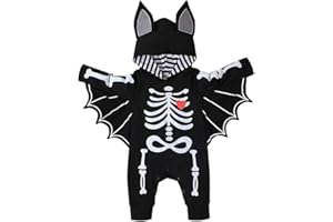 Odizli Costume d'Halloween chauve-souris pour bébé, fille, garçon, grenouillère à manches longues avec cape et chapeau